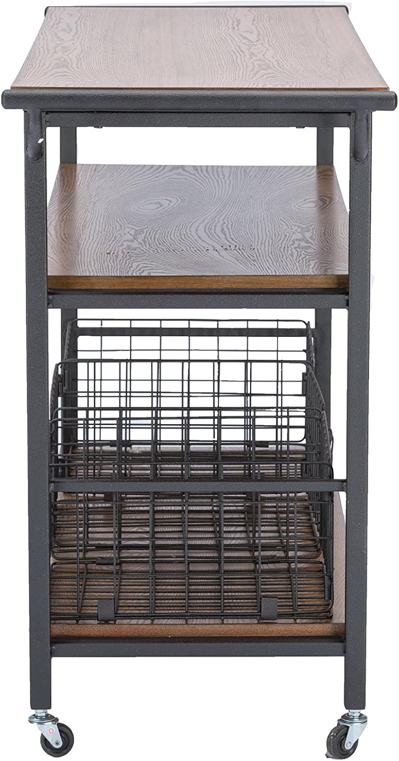 Brown Wood and Metal Kitchen Cart Z952794
