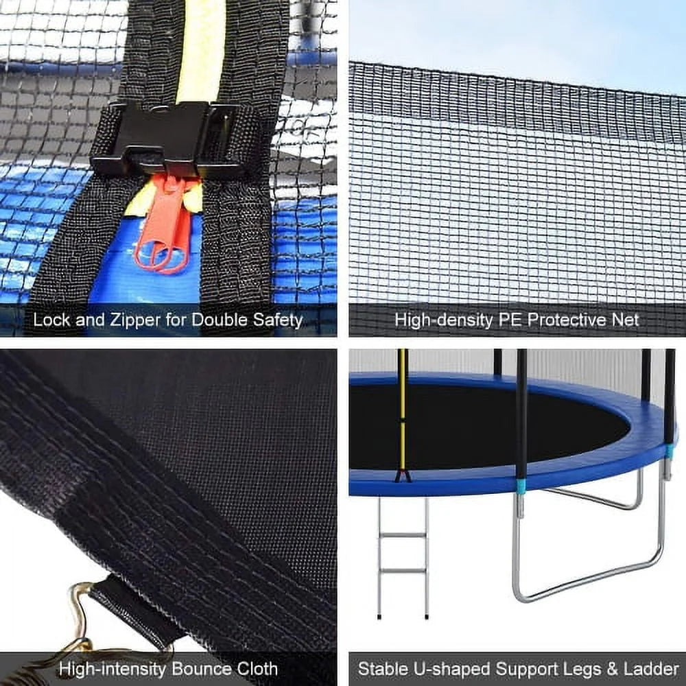 10FT Round Trampoline with Basketball Hoop and Safety Enclosure R2761