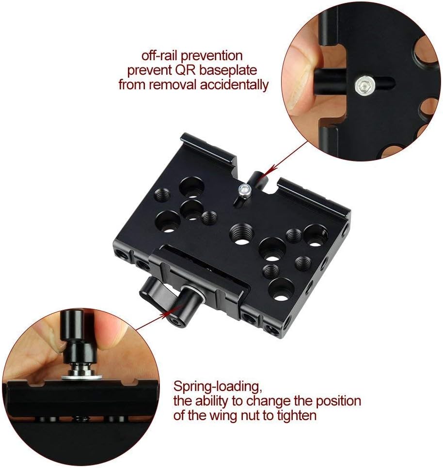 15mm Rail Riser Rig System Quick Release Base Kit with QR Plate Rod Riser Clamp Short Rods G78132