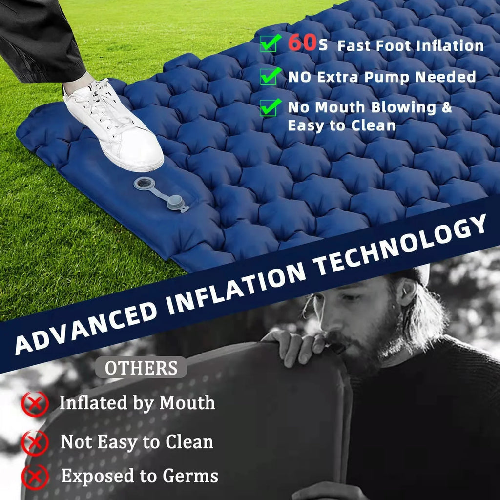 2 Person Camping Mat with Air Pillow Waterproof Backpacking Pad R666929