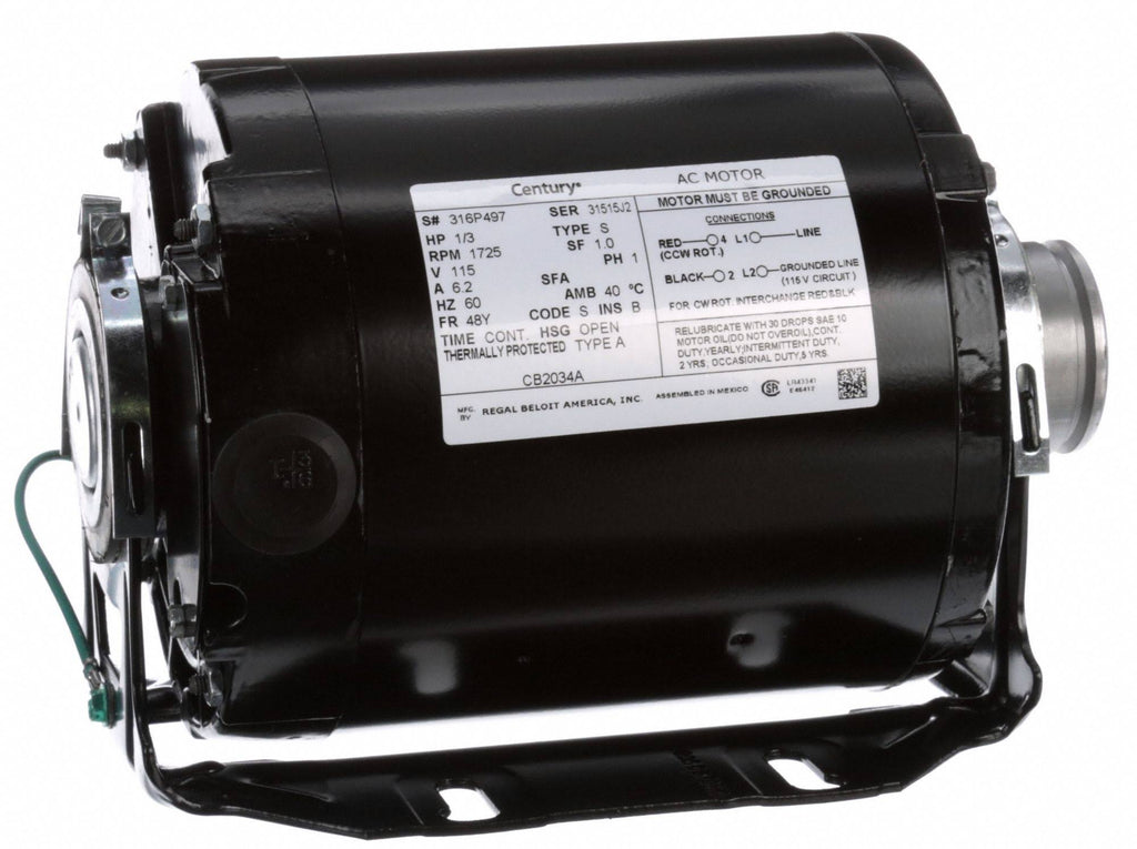 Carbonator Pump Motor 1725 RPM 115 Volts 1/3 HP I9125