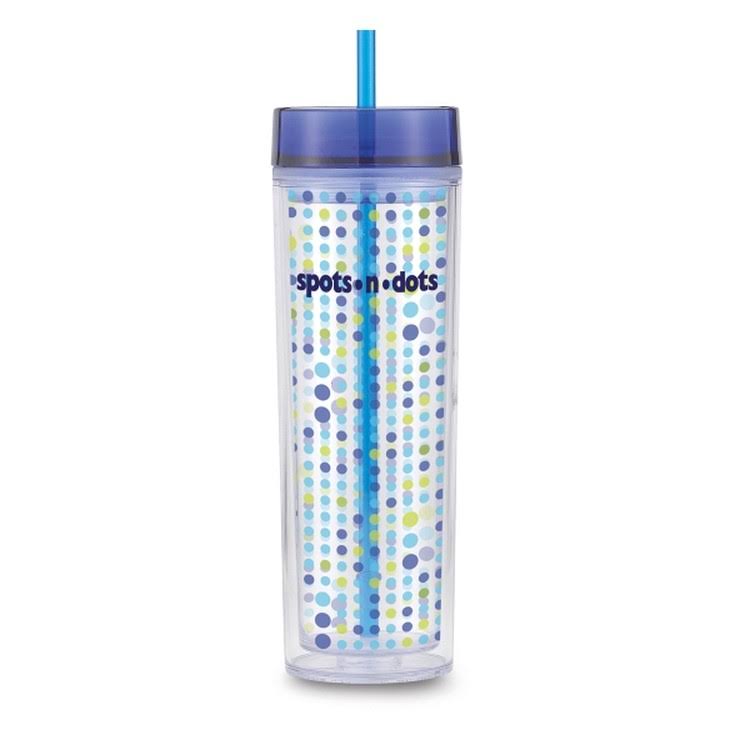 16 oz Double Wall Plastic Tumbler with Straw and Lid B899044