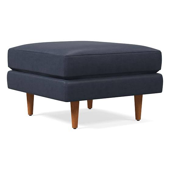 Aegean Pecan Leather Ottoman L1156