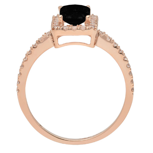 18k Rose Gold Onyx Halo Ring Size 8.5 B76113
