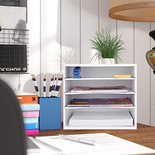 Wood Desktop File Organizer with Adjustable Shelves Q869694