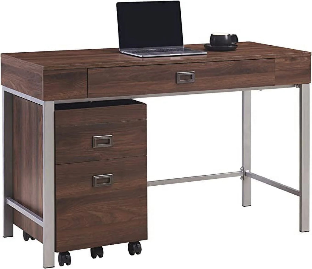 Brown Computer Desk with Mobile File Cabinet O654901