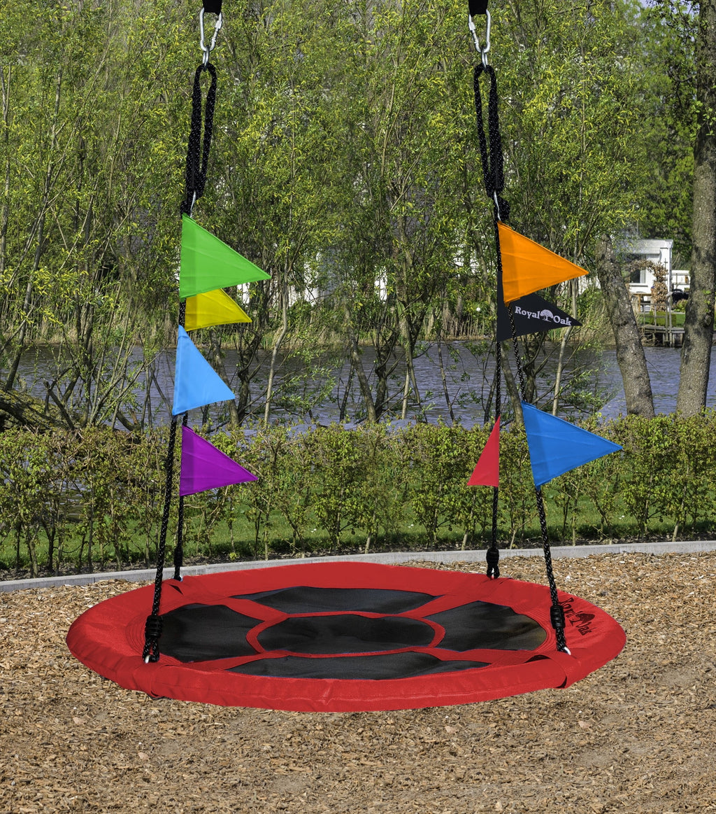 40 Inch Flying Saucer Tree Swing with Swing Cover and Flags D21170