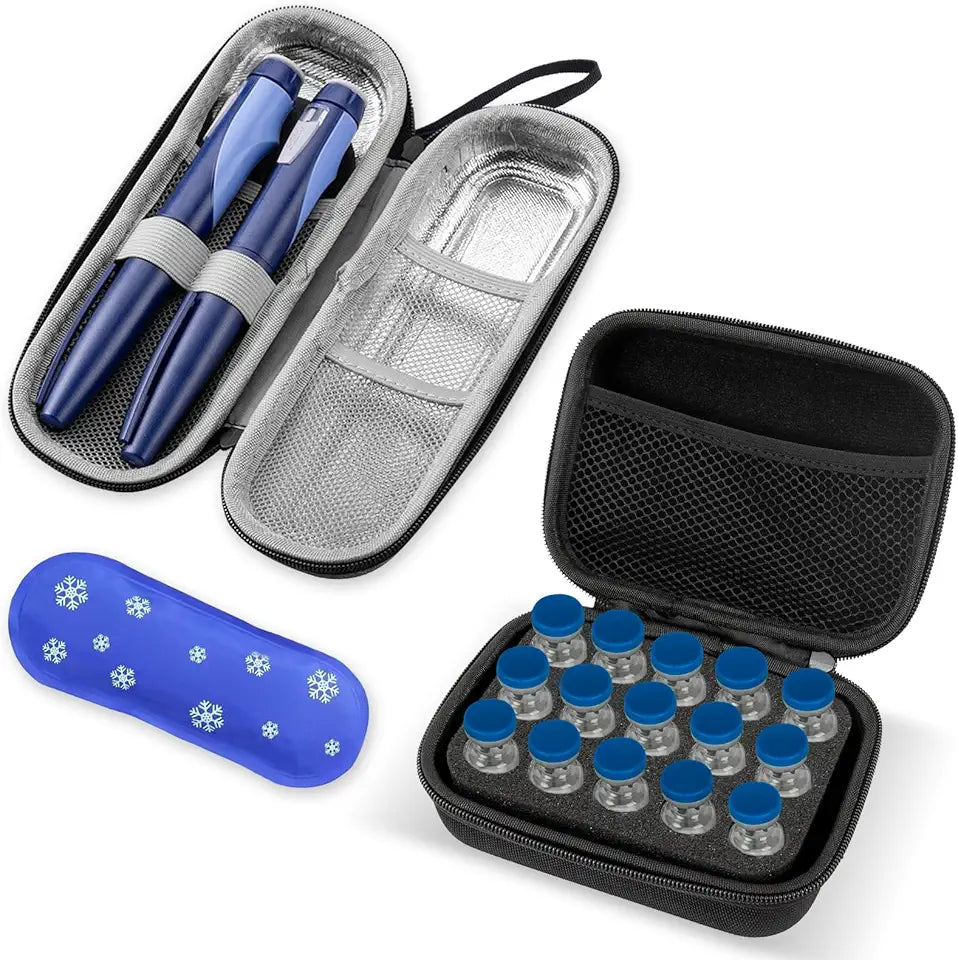 Insulin Pen Cooler Travel Case & 15-Slot Insulin Vial Holder F6521