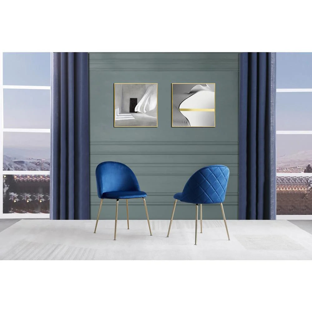 Blue Velvet Metal Dining Chairs Set of 2 D620