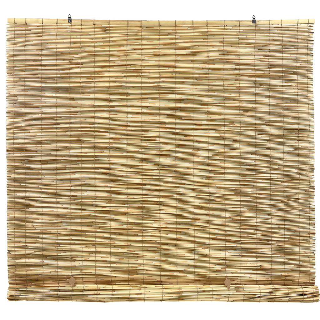 6' x 6' Cord Free Peeled and Polished Reed Roll-Up Outdoor Sun Shade S234