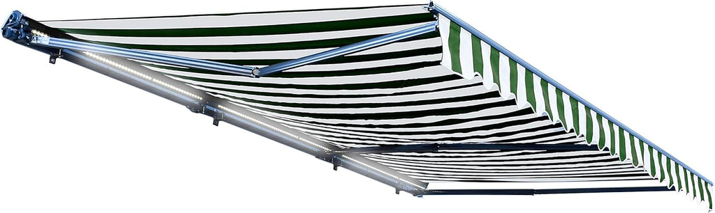 Motorized Retractable Patio Awning - 16 x 10 Feet - Multi-Striped Yellow C414514