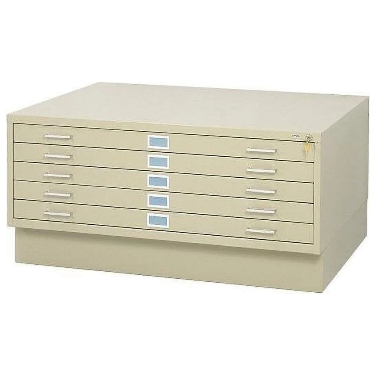 5 Drawer Flat File Cabinet with Closed Base in Brown F26175