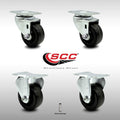Stainless Steel Phenolic Swivel Caster with Black Wheel, Pack of 2 P2725