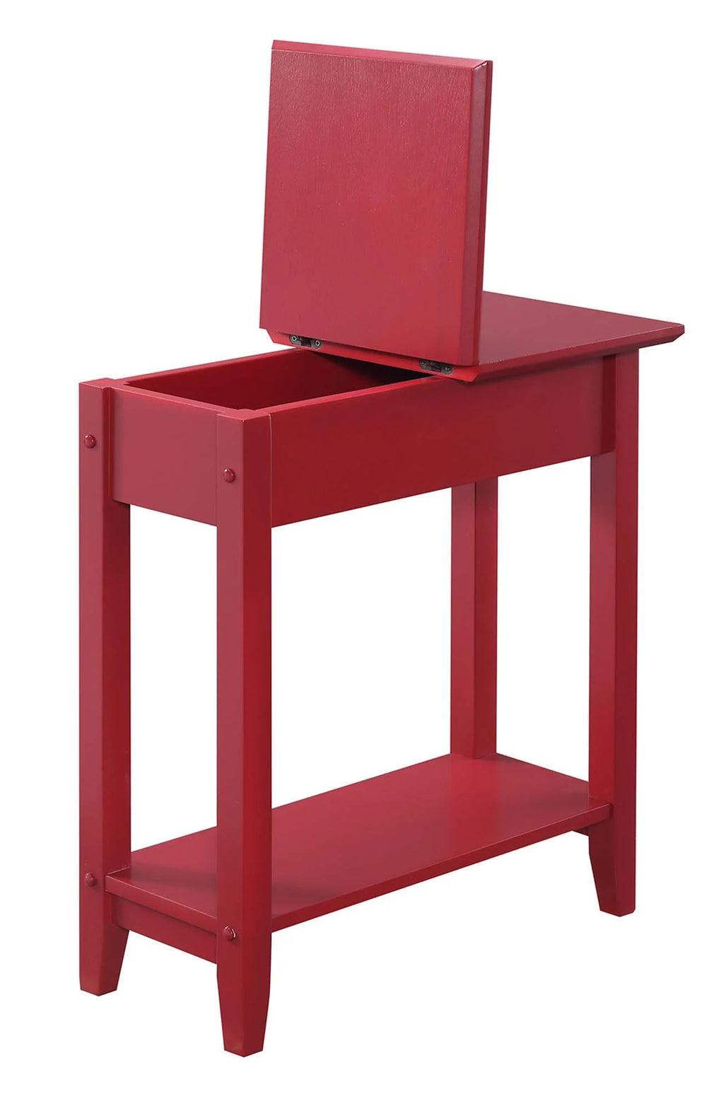 Cranberry Red Flip Top End Table with Shelf W8554