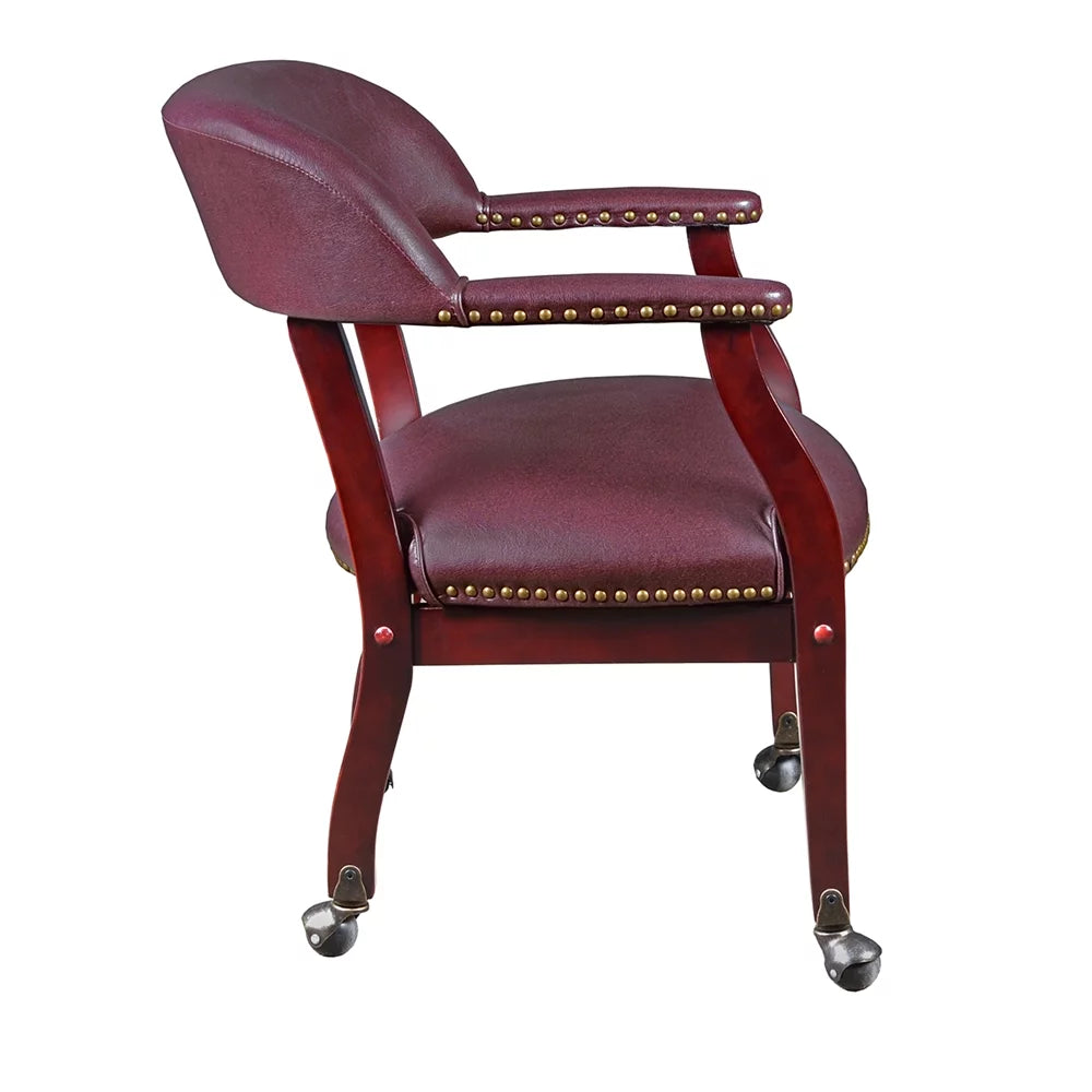 Burgundy Captain Chair with Casters K78985