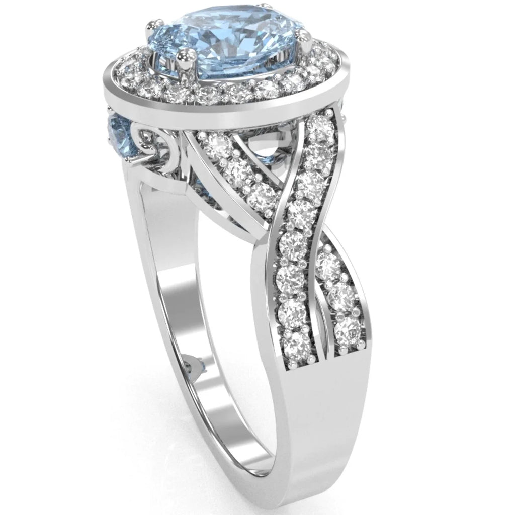 14k White Gold Aquamarine Diamond Engagement Ring H387663