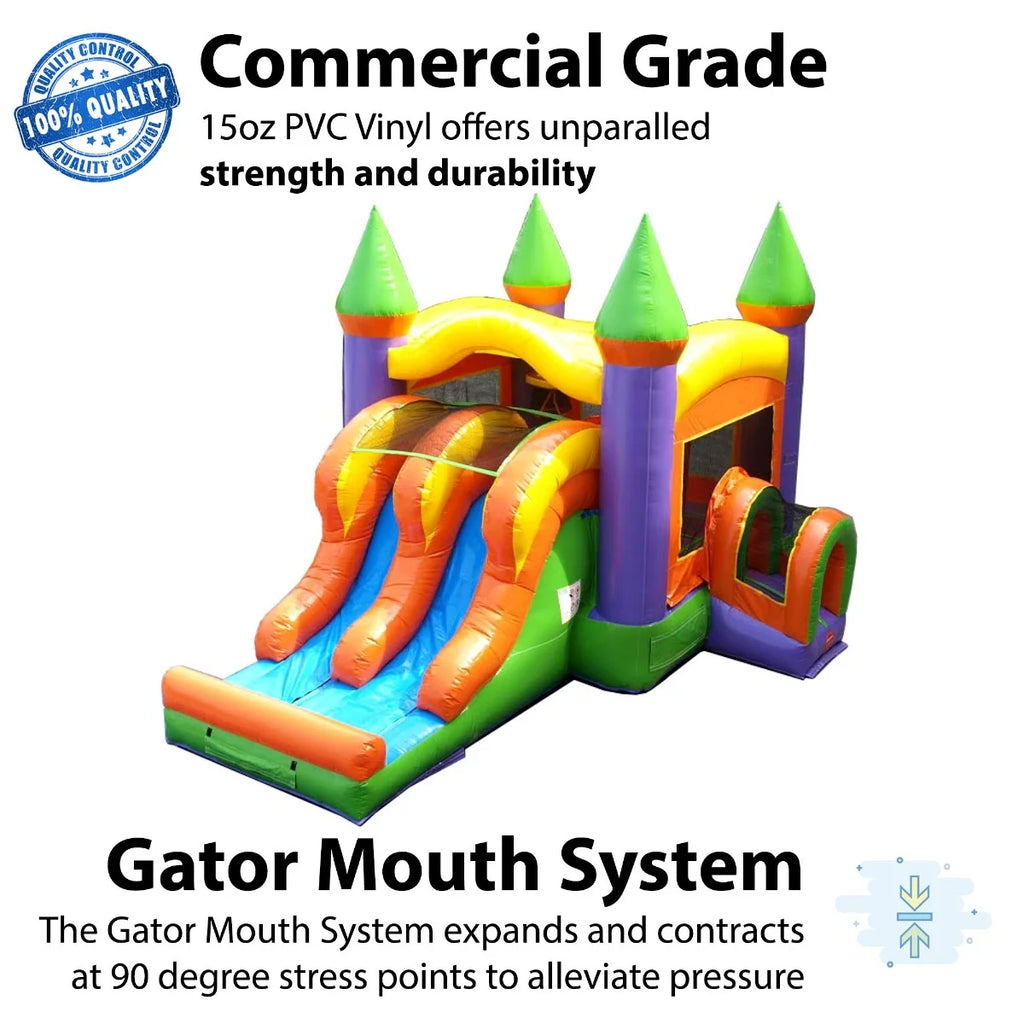 Orange Commercial Inflatable Bounce House with Dual Slide L38799