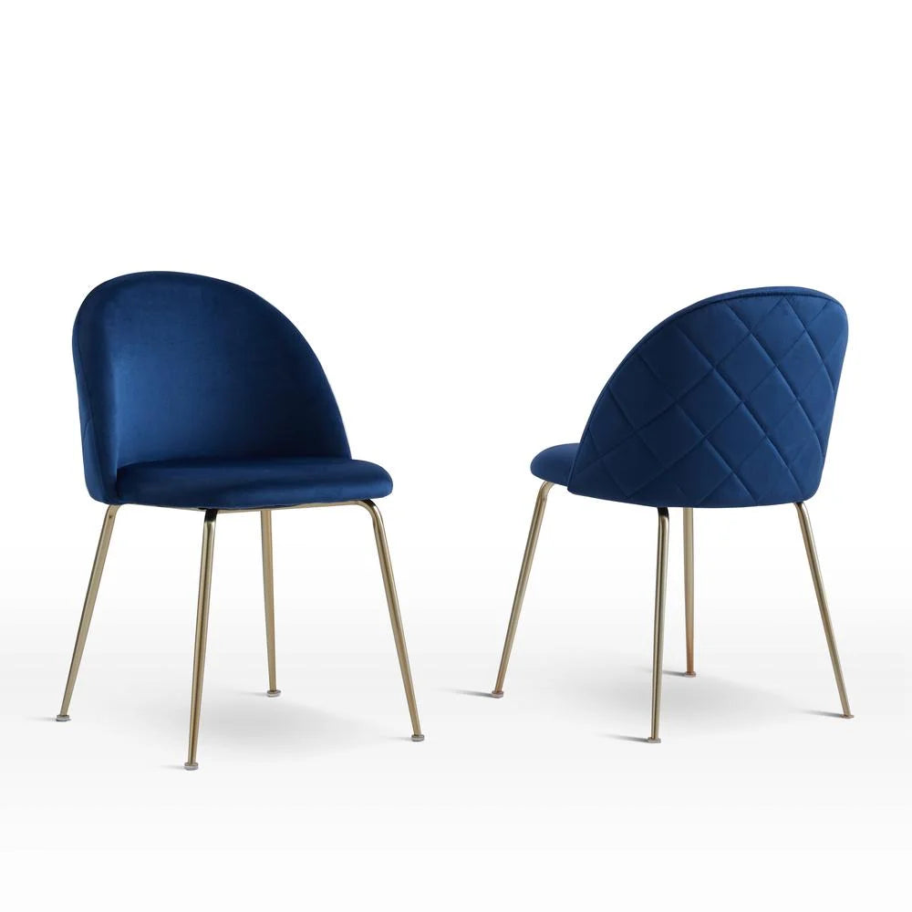 Blue Velvet Metal Dining Chairs Set of 2 D620