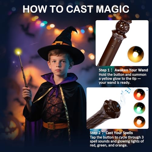 Light Up Magic Wand with Sounds, 2 Pack, Black & Brown I8763