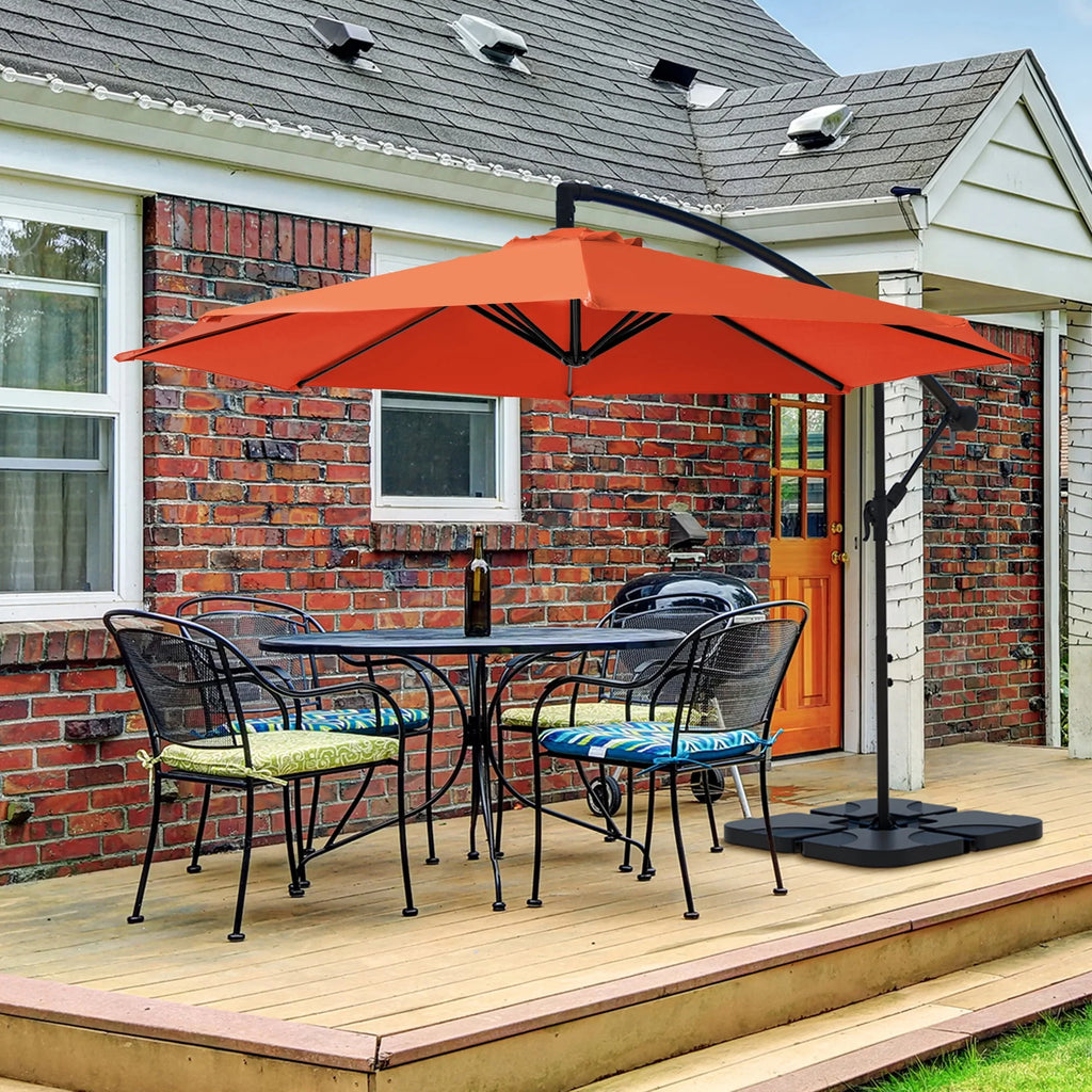 10ft Heavy Duty Offset Cantilever Patio Umbrella with 4-Piece Base X752