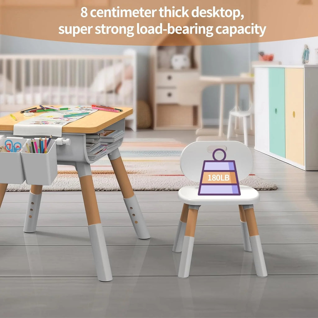 Kids Adjustable Height Wooden Table and Chair Set E3979
