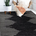 Black Bohemian Stripe Area Rug Z492217