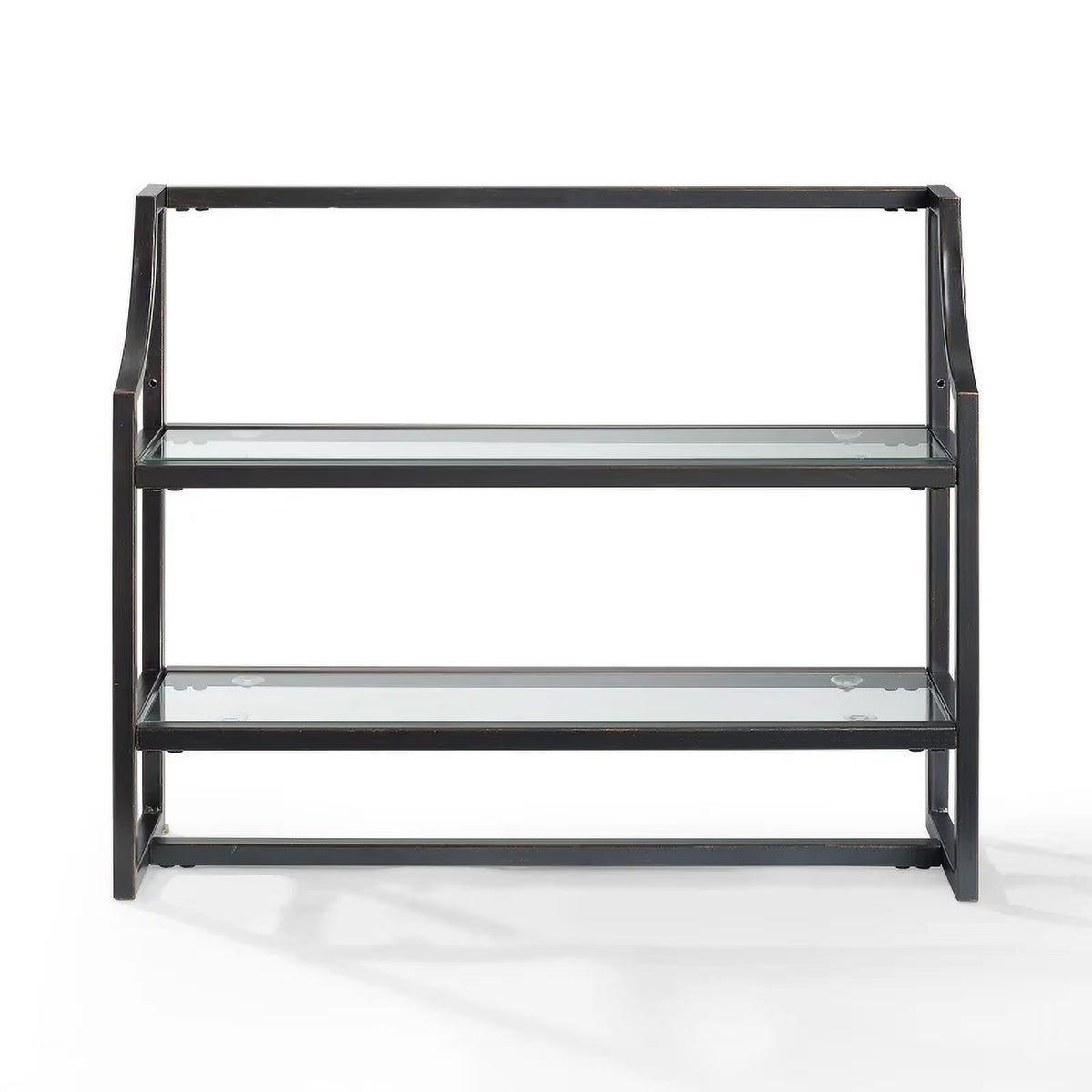 Oil Rubbed Bronze 2 Shelf Glass Metal Wall Shelf Q184