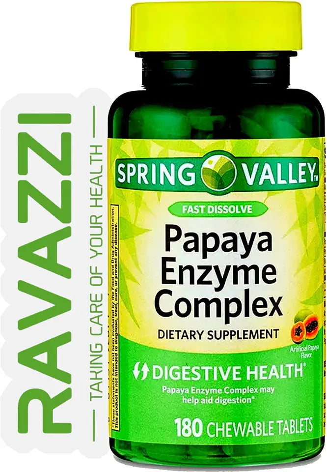 Chewable Papaya Enzyme Tablets Dietary Supplement, 180 Count I705172