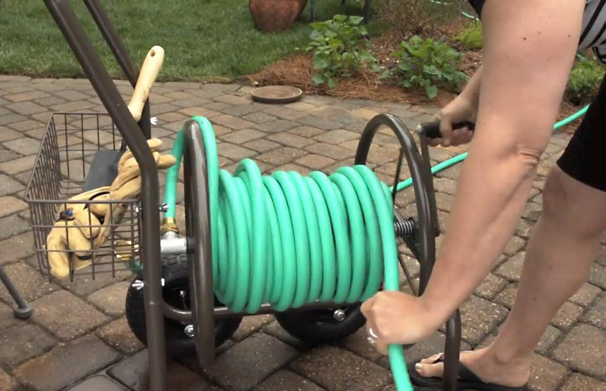 Bronze 4 Wheel Garden Hose Reel Cart N443