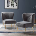 Grey Gold Legs Side Chair Set of 2 L4998