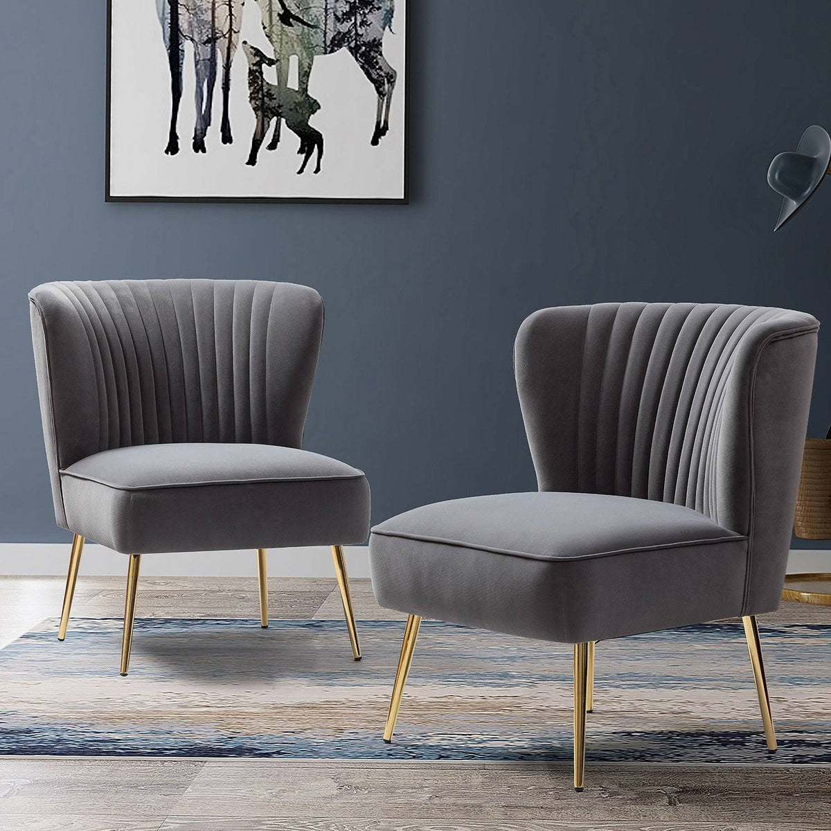 Grey Gold Legs Side Chair Set of 2 L4998
