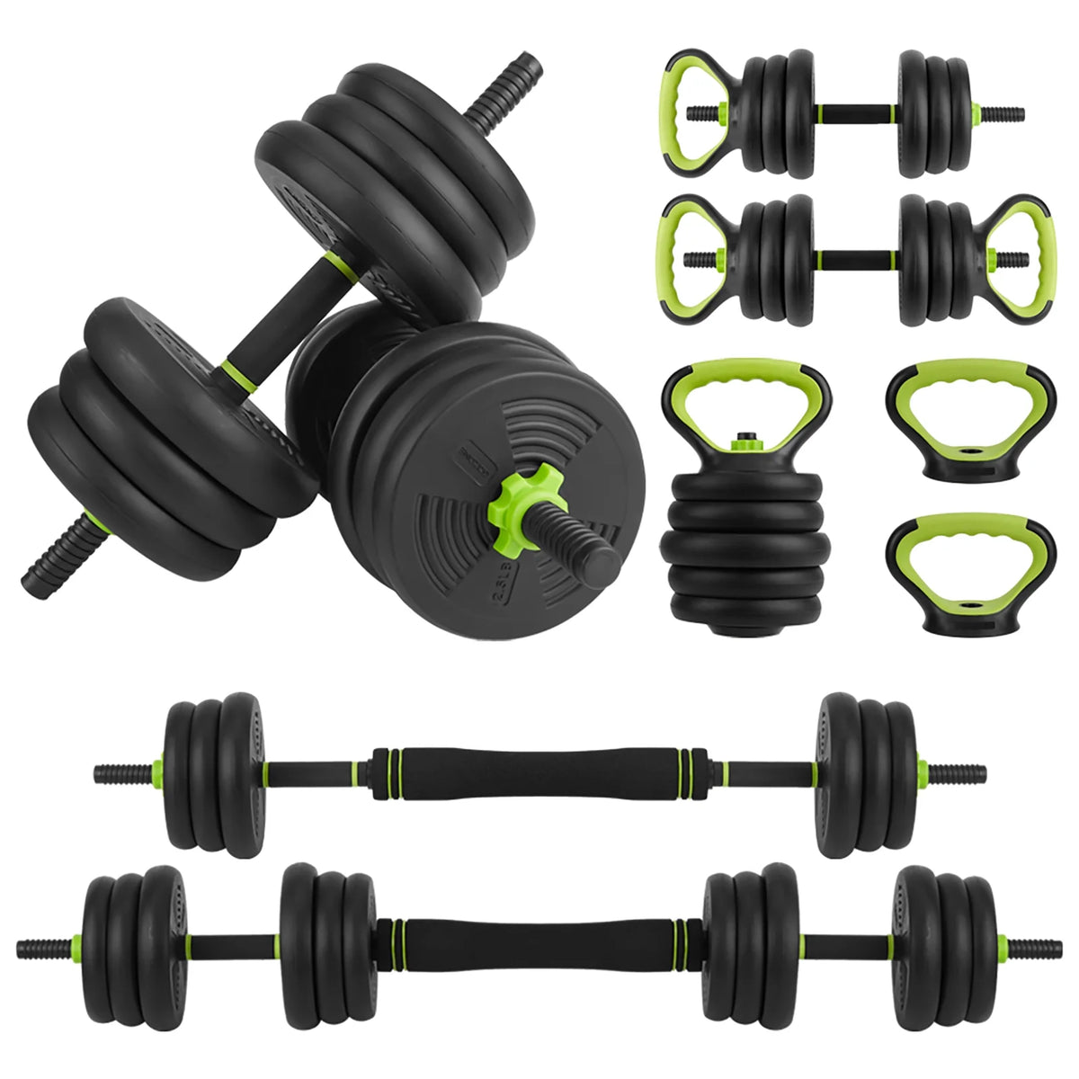 Adjustable 66LBS 88LBS 4 in1 Dumbbell Barbell Kettlebell Set K926