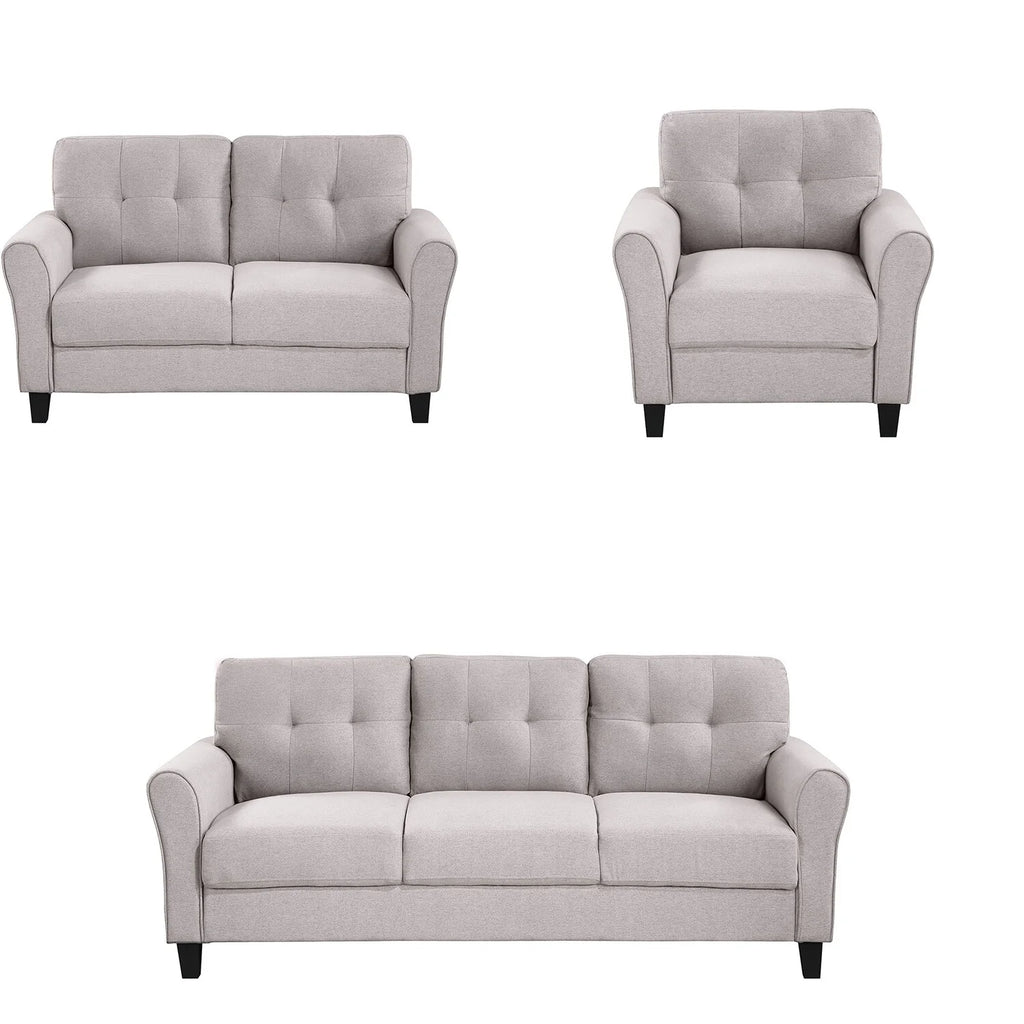 Light Grey-Blue Sofa Set with Armchair, Loveseat and 3-Seat Sofa I5860