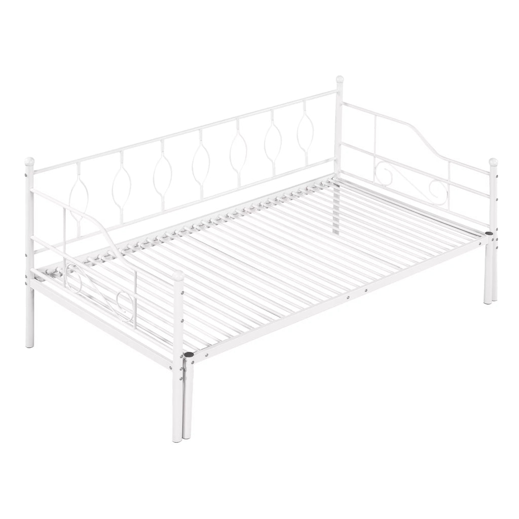 White Twin Size Metal Daybed with Trundle I331