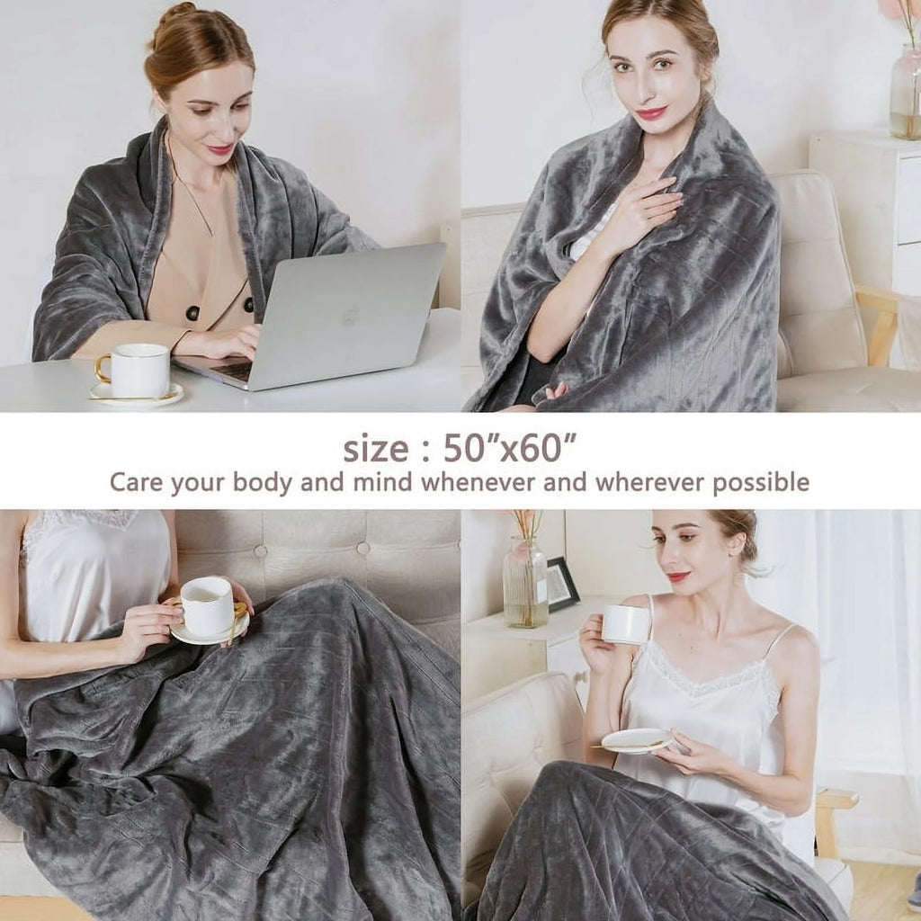 50" x 60" Grey Flannel Heated Throw Blanket S59456