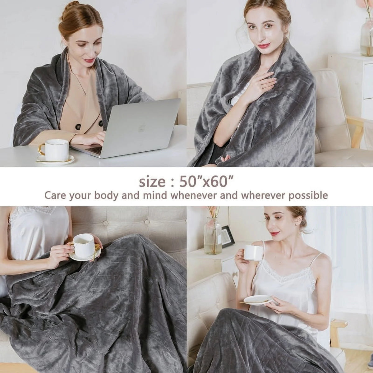 50" x 60" Grey Flannel Heated Throw Blanket S59456