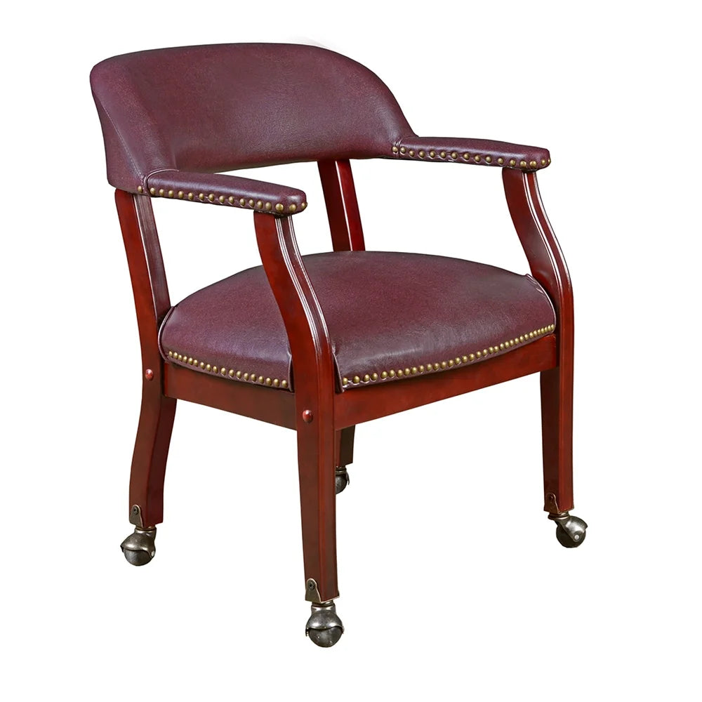 Burgundy Captain Chair with Casters K78985